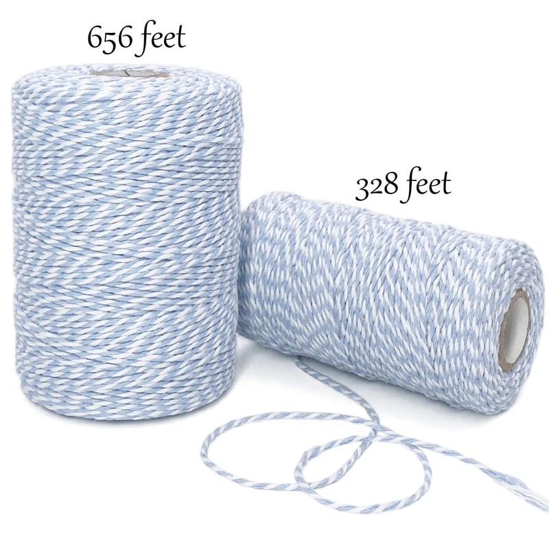 Leecogo Bakers 656ft Light Blue and White Cotton Rope for