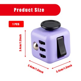 Bojueshaw 6-Sided Stress Relief Sensory Toy for Anxiety,ADHD,Focus,Portable Finger Cube Toy for Office,Classroom,and Home(Purple)