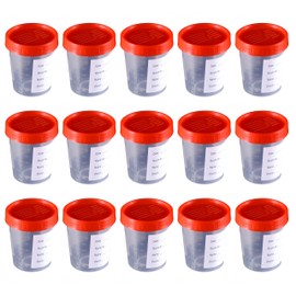 15Pcs 4oz/120ml Disposable Specimen Cups,Each Disposable Specimen Cup has a Tight-Fitting Screw Cap,Used to Collect Liquid, Solid or Powder specimens.