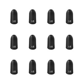 Fishfun 5pcs Fishing Weights, Anodized Black Tungsten Bullet Worm Sinkers, with Sizes Laser-Engraved, Insert Free, No Abrasion, Never Chip, Sensitive and Great Castability, 3/16 3/8 1/4 1/2OZ