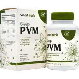 Smart Herb Sleep PVM™ – Suplemento Natural para Dormir Mejor | Con Valeriana, Pasiflora y Magnesio | Relajación Total y Antiestrés | 30 Cápsulas | Mejora tu Sueño de Forma Natural 