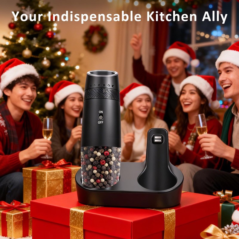 Rechargeable Salt and Pepper Grinder Set, Gravity Electric Salt and