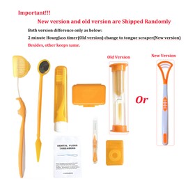 HRASY Portable Orthodontic Oral Care Kit for Braces - Interdental Brush Dental Wax Dental Floss Toothbrush Cleaning Kit(Orange)