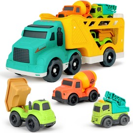 GDBAQAN Toddler Toys Trucks for 2 3 4 Year Old Boy, Kids Toy Cars with Dump Truck Toy, Crane, Mixer Cement, No BPA, No Phthalates, PVC, Baby Toys for Ages 2-4, Baby Boy Gifts for Birthday Christmas