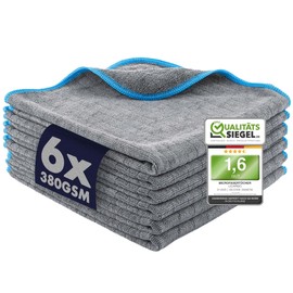 LICARGO Mikrofasertücher Auto Set 380GSM - 6 Stück - 40x40cm - Reinigungstücher zur Autoreinigung - Poliertuch - Fusselfreie Microfasertücher für Auto, Motorrad & Haushalt, Microfasertuch Autopflege