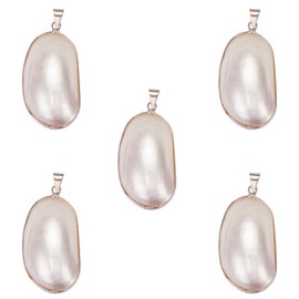 COGCHARGER 5 Pcs Natural Freshwater Pearls Shell Charms Oval Pearl Pendants with Brass Findings for Earring Necklace DIY Jewelry Making