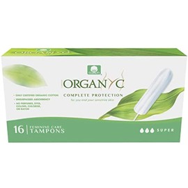 Organyc 100% Certified Organic Cotton Tampons, No Applicator, Super, 16 Count, White