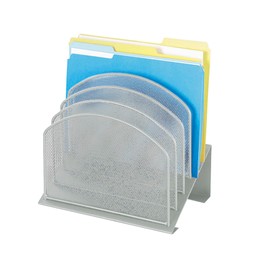 Safco Onyx Desk Organizer with 5 Vertical Sections, File Organizer for Home, Office, Classroom & More, Steel Mesh Construction, Silver