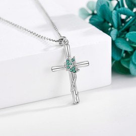CUPENDA Cross Butterfly Necklace for Women Sterling Silver Butterfly CZ Cross Pendant Necklaces Jewelry Christian Religious Gifts