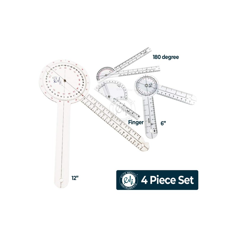 EMI 4 Piece Goniometer Set - 12 inch Goniometer, 6