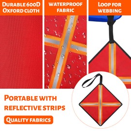 Pack of 2 32 × 32 cm Red Warning Flags with Hanging Cord, Waterproof and Abrasion Resistant, Orange Reflective Strips, High Visibility, Suitable for Truck Load, Kayak