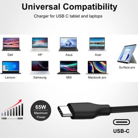 JUYOON 65W USB-C car dc Charger for Dell Latitude 9430 7530 7430 7330 5330 5430 5530 3330 2-in-1 Laptop P159G P104F P137G P138G P133G P134G P136G P135G P104F P110F Precision 3570