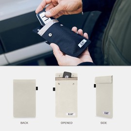 SLNT Signal Blocking Faraday Key Fob Case with Silent Pocket - Car Anti Theft Device Shields Against All Signal Types, Including RFID Blocking & Durable Faraday Bag, Fits Most Keyfobs (Natural, Small)