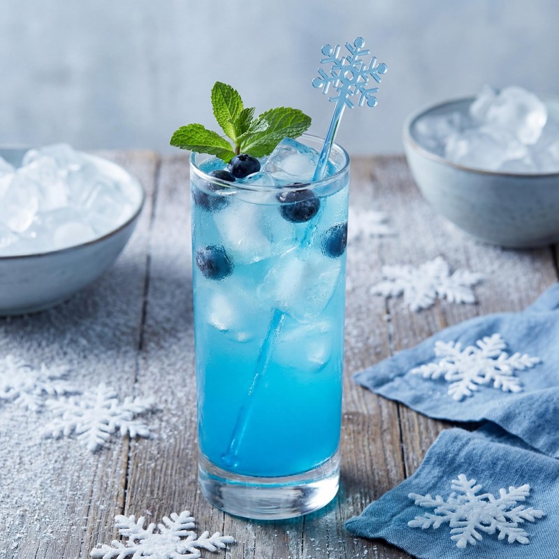100 Pcs Blue Snowflake Swizzle Sticks Disposable Cocktail Stirrers
