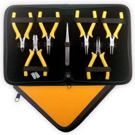 Mini Pliers Set Beading Tools Kit Jewellery Making Tools with Nylon Jaw Pliers Hobbies and Creative Art Craft Gift Ideas Blue PTL® (Yellow)