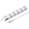 Sanwa Direct 700-TAP044W Power Strip, 10 Counts, 6.6 ft (2