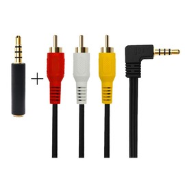 3.5mm to 3 RCA Male Plug to RCA Stereo Audio Video Male AUX Cable 3.5mm RCA AV Camcorder Video Cable (3.5 Elbow 1.5m)