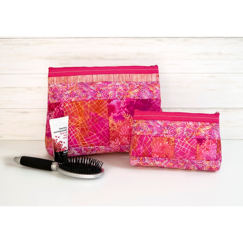 June Tailor Pink Zipper Cosmetic Bags (2 Pieces) Sewing Kit