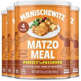 Manischewitz Matzo Meal Kosher for Passover, 16 oz Can (Pack of 4, Total of 64 Oz)