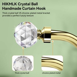 HIKMLK Crystal Curtain Holdbacks 2pcs, Metal Curtain Tieback Pull Back for Wall, Heavy Duty Side Holders Tie Backs for Drapes Drapery Window Home Decoration