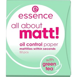 essence all about matt! oil control paper, frosting paper, powder paper, transparent, gloss absorbent, matt, nanoparticles free, without perfume, oil-free (50 pieces)