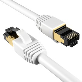 Cables Direct Online Cat8 White 0.5FT SFTP Ethernet Patch Cable 40Gbps 2000Mhz Connection 26AWG Shielded Copper RJ45 Backwards Compatible with Cat5, for Cat6, Cat7 for Modems, Routers, Networks