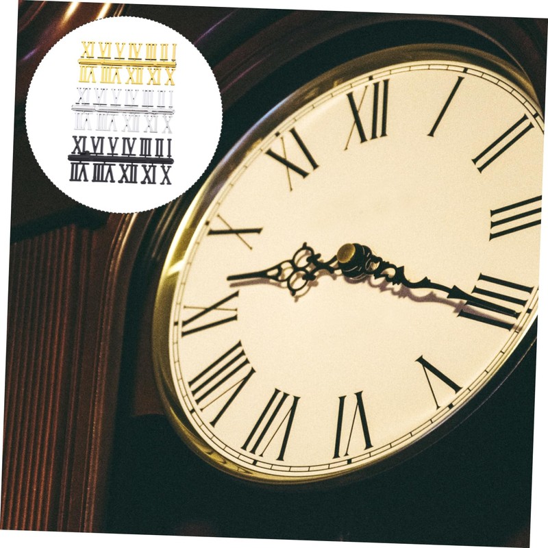 TEHAUX 15 Sets DIY Clock Replacement Roman Arabic Digits Silver