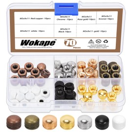 Wokape 70Pcs M5 Cap Nut Kit, 7 Colors M5x0.8 Carbon Steel Screw Caps for Light Fixture Ceiling Light Screw Cap Cover Female Thread Lamp Knob Nuts Knurled Decorative Lamp Parts and Accessories