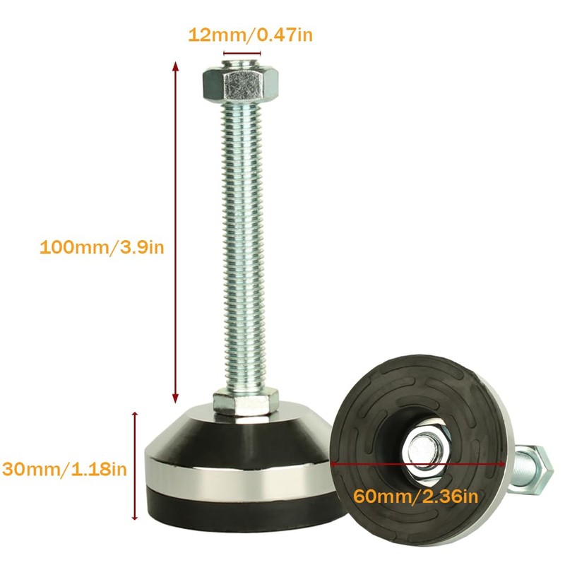 MUHOUZHINANG Heavy Duty Leveling Screw Leg,Leg Leveler 2.36" Dia Base,Adjustable