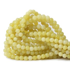 CHEAVIAN 60PCS 6mm Natural Yellow Lemon Jade Gemstone Round Loose Beads for Jewelry Making DIY Findings 1 Strand 15"