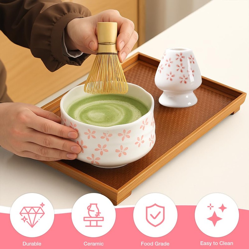 XPJBKC Matcha Whisk Set, 5 PCS Matcha Set Pink, Reusable