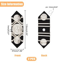 SUPERFINDINGS 2 Pcs Retro Shoulder Badge Star Pattern Shoulder Epaulette with Pin Black Hexagon Patch Epaulette Unisex Size: 37x110mm