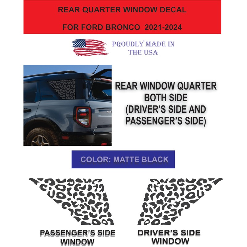 Compatible with 2021-2024 Ford Bronco Sport | Precut Leopard Cheetah