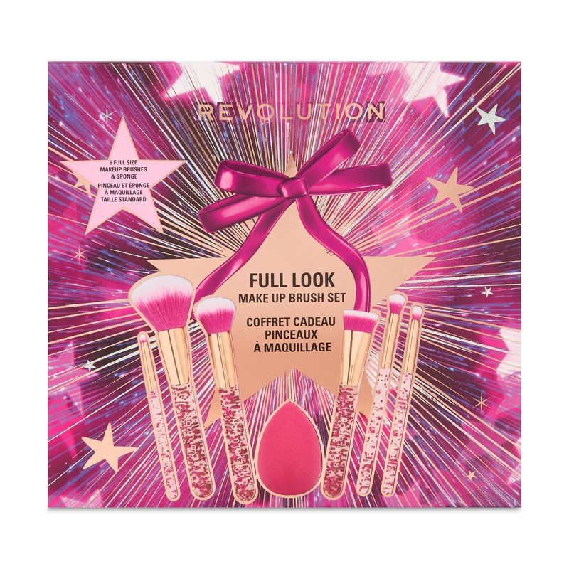 Revolution Full Look Makeup Brush Gift Set, 7-Piece Eye, Face