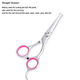 Freewindo Dog Grooming Scissors Kit with Safety Round Tip, Heavy Duty Stainless Steel Dog Scissors Set Include Straight, Curved, Thinning Scissors and Grooming Comb for Dog Cat Hair Care