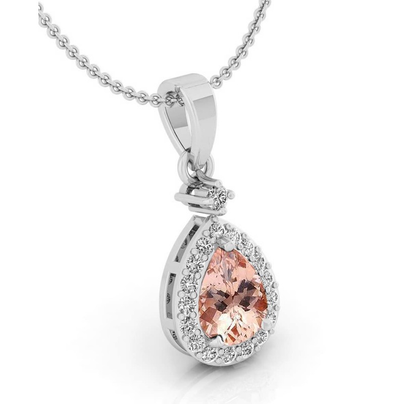 SirDaksh 2.25 Carat Original Morganite Gemstone Necklace 925 Sterling Silver