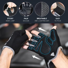 Workout Gloves for Men and Women, Fingerless Weight Lifting Gloves with Cushioned Palms, Gym Gloves for Exercise Fitness Training Climbing Cycling, Breathable and Lightweight (X-Small, Black/Gray)