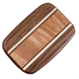 American Made Pocket-Sized Pill Box (Standard Size) - Walnut Wood with Inlaid Burl Maple