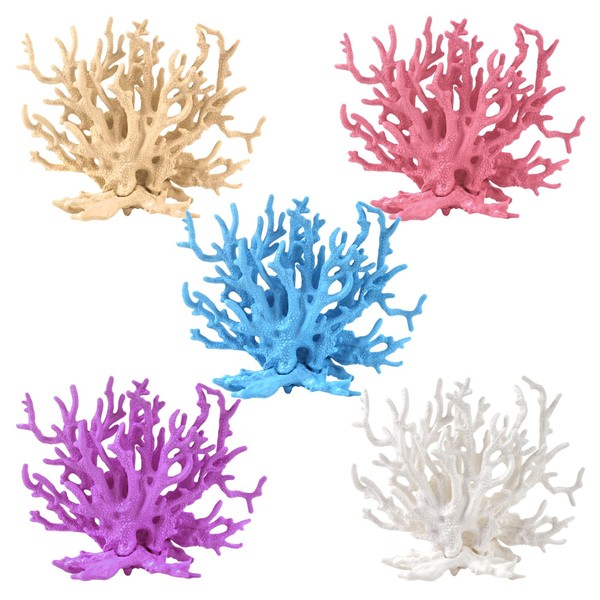 ASUNFO 5 Pcs Coral Reef Decor Artificial Plastic Fake Faux