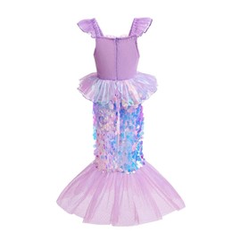 Lito Angels Little Mermaid Princess Fancy Dress Up Costume with Accessories Birthday Party Outfit for Kids Girls Age 4-5 Years, Purple