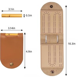 Foldable Leather Cribbage Board,Leather Cribbage Board,Travel Cribbage Scoring Board Game Set,Foldable Track Game Board,Leather Crib Travel Size Crib Folding Crib Board with 4 Metal Pegs