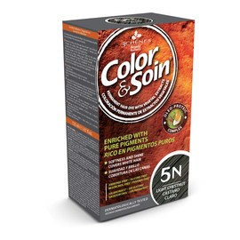 Color & Soin Ammonia Free Hair Color, Permanent Dye with Natural Vegetal (Plant) Extracts & Conditioner for Softness & Shiny Hair (5N - Light Chestnut)