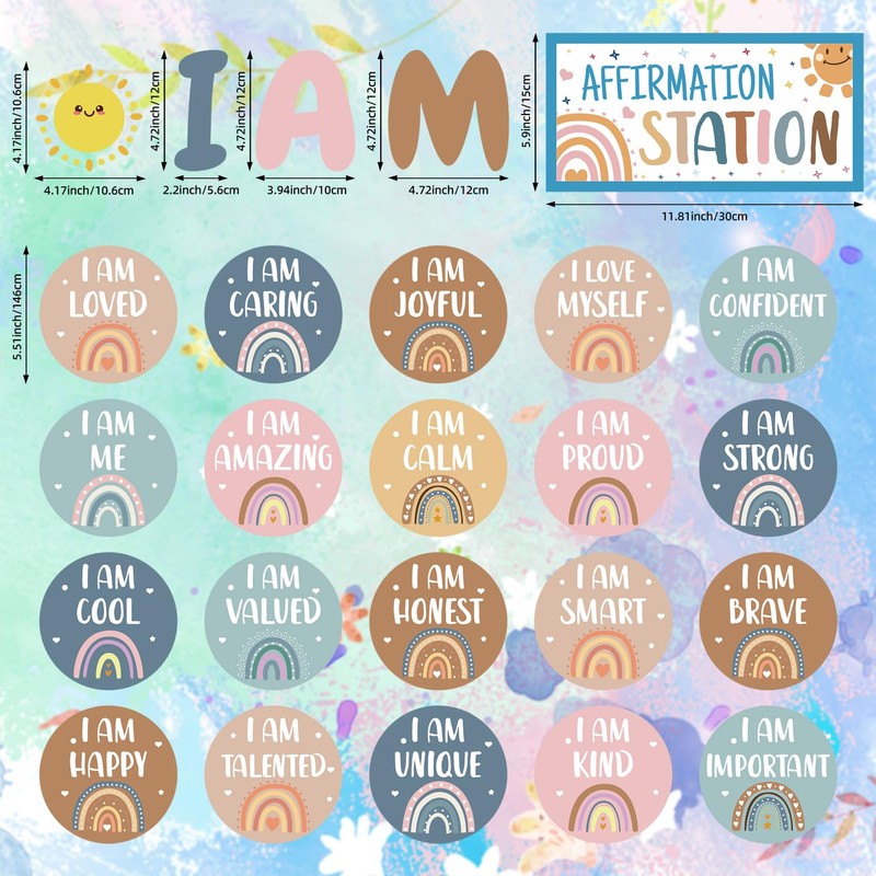 Boho Affirmation Station Bulletin Board Motivational Posters Mirror Growth Mindset