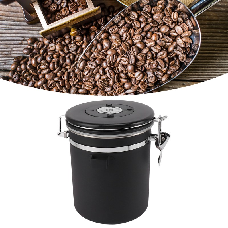 1.5L Coffee Canister Coffee Container with Scoop Date Tracker Stainless