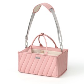 mliinjoy Großer Windel-Organizer, Baby-Organizer und Aufbewahrung für Neugeborenen-Utensilien, Must-Haves, Aufbewahrungskorb für das Kinderzimmer als Geschenke zur Babyparty- rosa