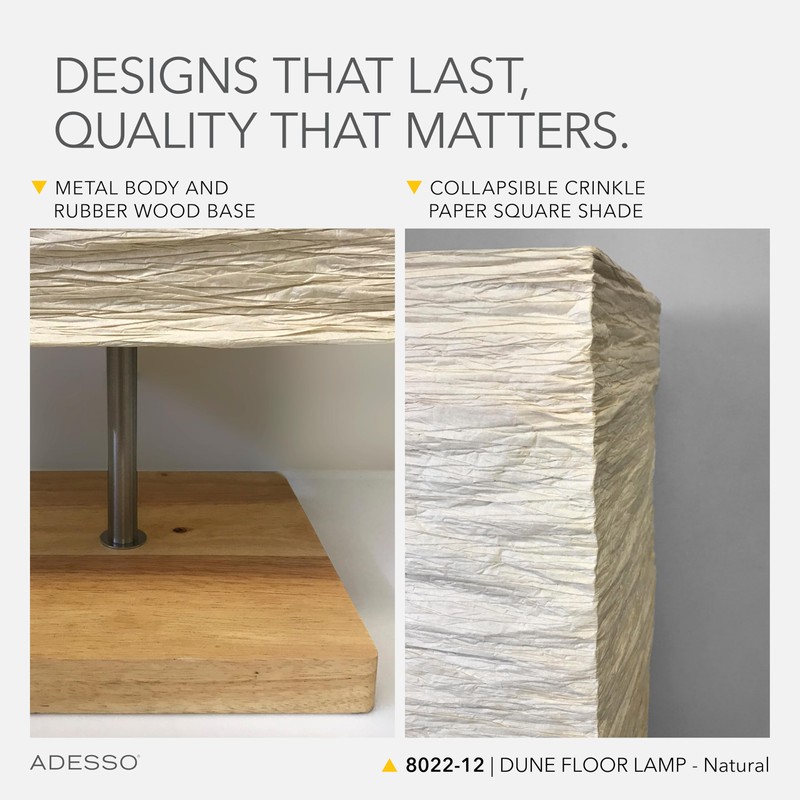 Adesso Three Light Floor Lamp – Natural Wood Base &
