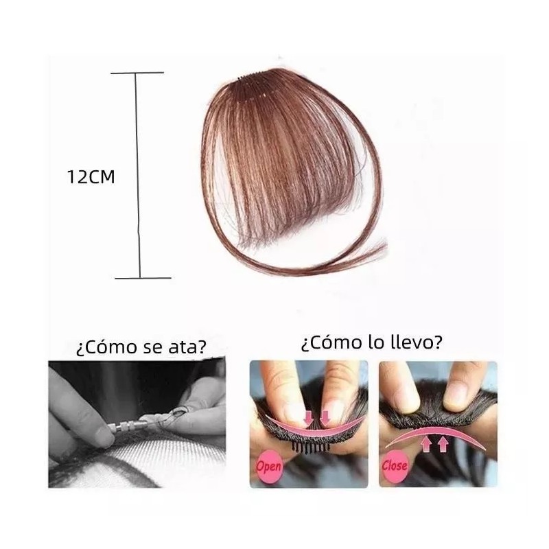 MUJER Pelucas Con Clip Copete Fleco Postizo Sinteticas Flequillo