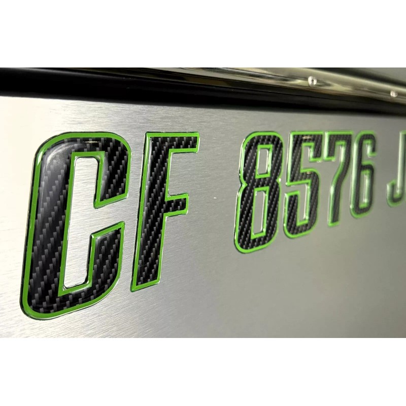 3D Lettering Boat Registration Stickers - Domed Carbon Fiber Numbers