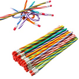 Hamiggaa 35 PCS Colorful Flexible Soft Bendable Pencil with Eraser, Magic Striped Pencil for Children and Students, Valentine's Day, Classroom Gifts, Back to School Supplies