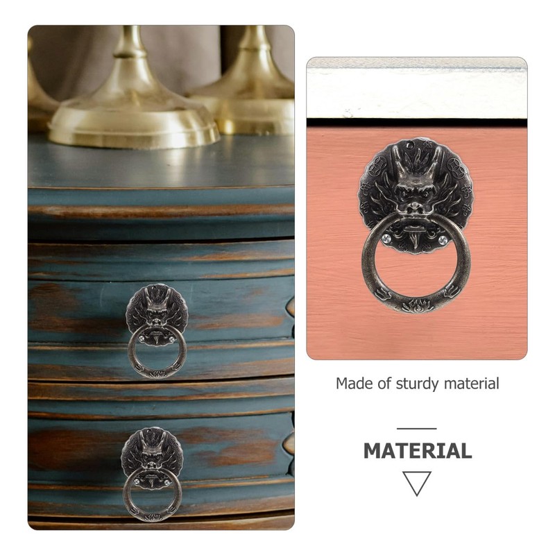 OUNONA Chinese Dragon Cabinets Knob - 10pcs Vintage Brass Drawer